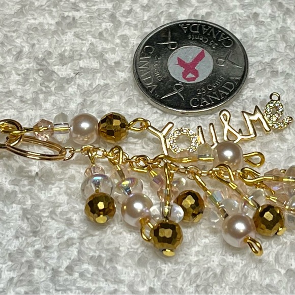 Purse bling keychain or laptop clip -gold and white pearl - Picture 6 of 12